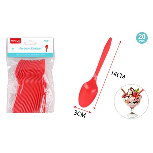 Cucharas Plastico Pp Rojo 20 Unidades