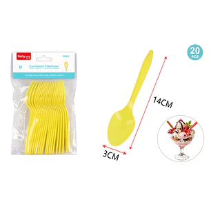Cucharas Plastico Pp Amarillo Pastel 20 Unidades