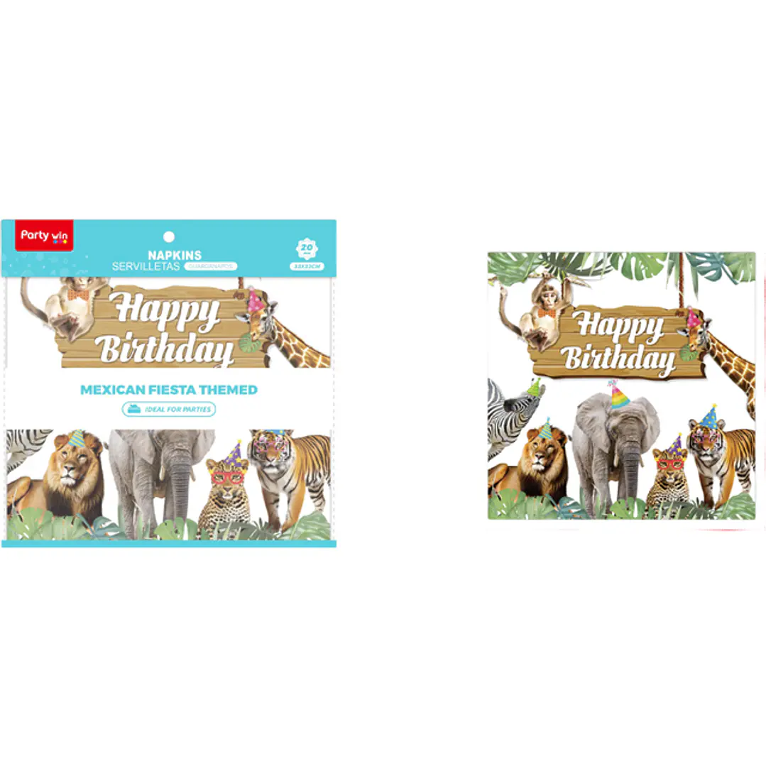 Servilletas Cumpleaños Animales 33Cm 20 Unidades 1