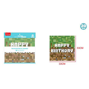 Servilletas Cumpleaños Minecraft 33Cm 20 Unidades