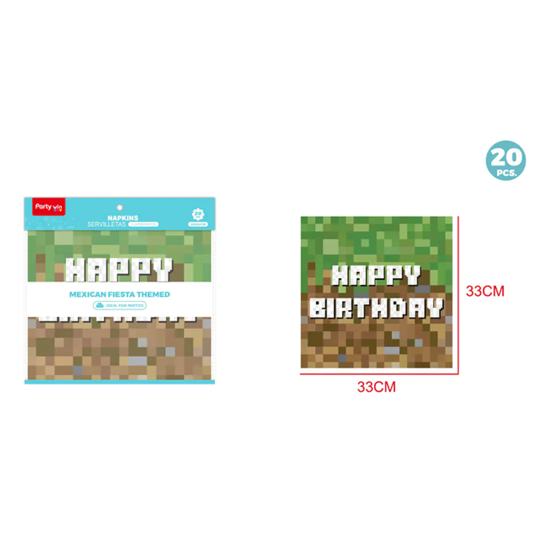 Servilletas Cumpleaños Minecraft 33Cm 20 Unidades 1