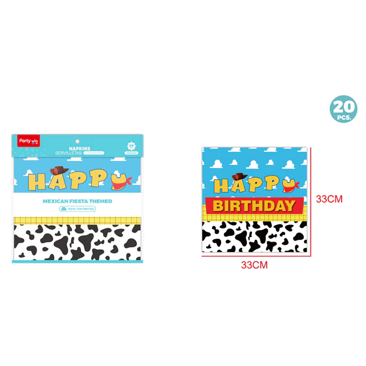 Servilletas Cumpleaños Vaca 33Cm 20 Unidades 1