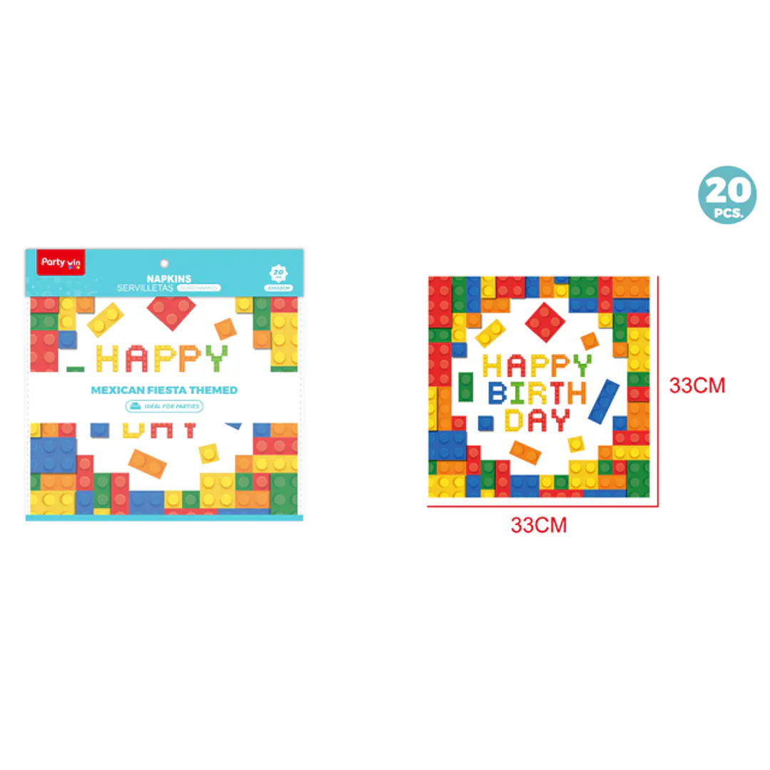 Servilletas Cumpleaños Lego 33Cm 20 Unidades 1