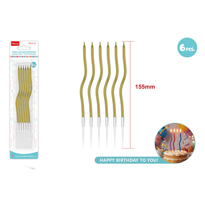 Velas Para Torta Dorado 155Mm 6 Unidades 1