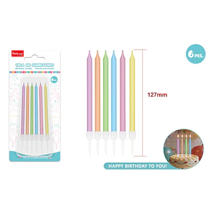 Velas Para Torta Pastel Suridos 125Mm 6 Unidades