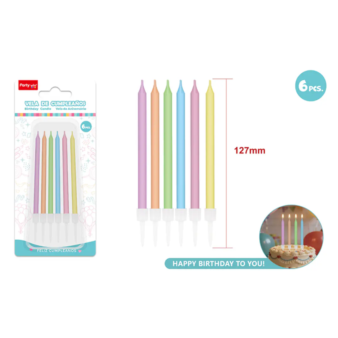 Velas Para Torta Pastel Suridos 125Mm 6 Unidades 1