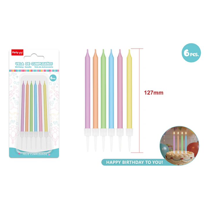 Velas Para Torta Pastel Suridos 125Mm 6 Unidades 1