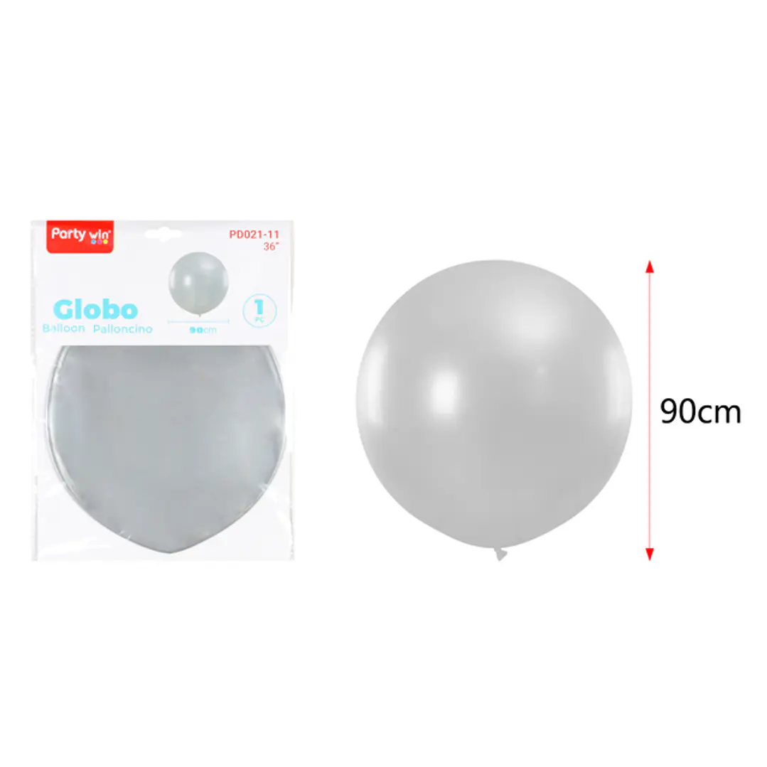 Globo Gigante Perlado Plateado 90Cm 1