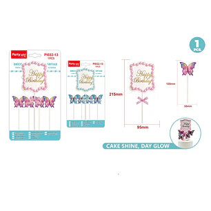 Decoración De Torta Cumpleaños Mariposas 21.5Cm 5 Unidades