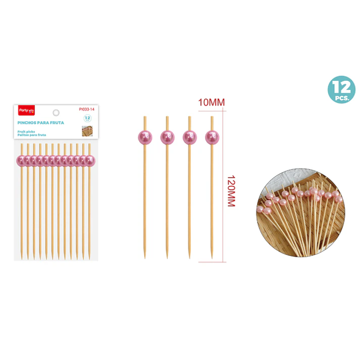 Set De Decoracion De Torta Perla Rosado 120Mm 12 Unidades 1