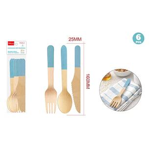 Set De Servicions Maderas Azul 6 Unidades