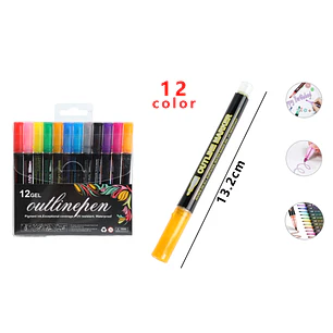 Marcadores De Doble Contorno 13.2Cm 12Colores