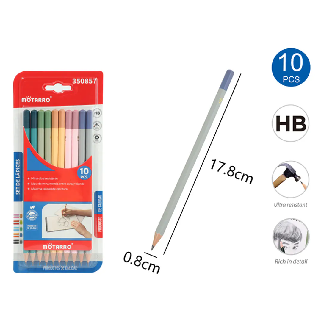 Lapices Grafitos Hb Morandi 17.8Cm 10 Unidades 1