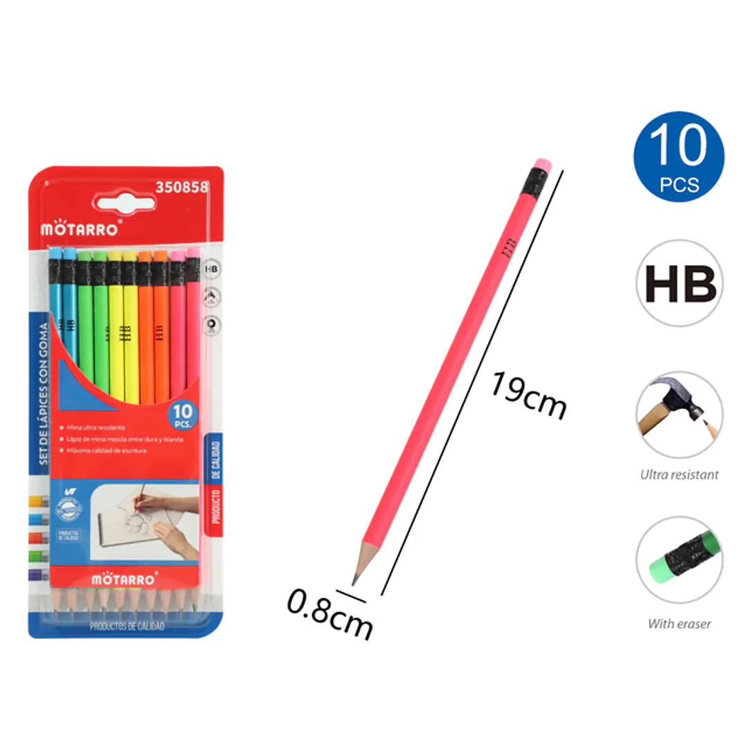 Lapices Grafitos Hb Perlados 19Cm 10 Unidades 1