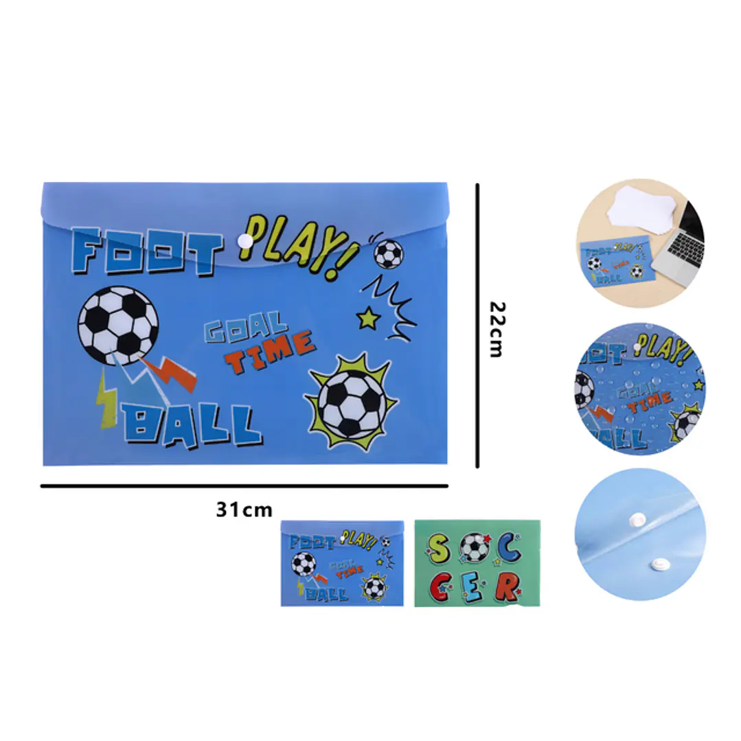 Carpeta Con Boton Futbol 31X22Cm Plastico 1