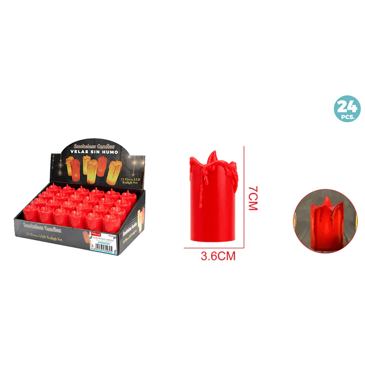 Vela Led Rojo 3.6X7Cm 1