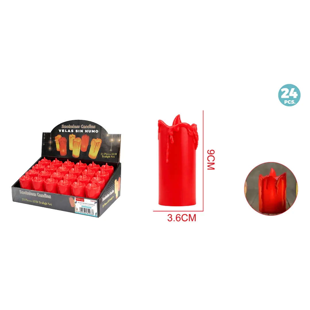Vela Led Rojo 3.6X9Cm 1