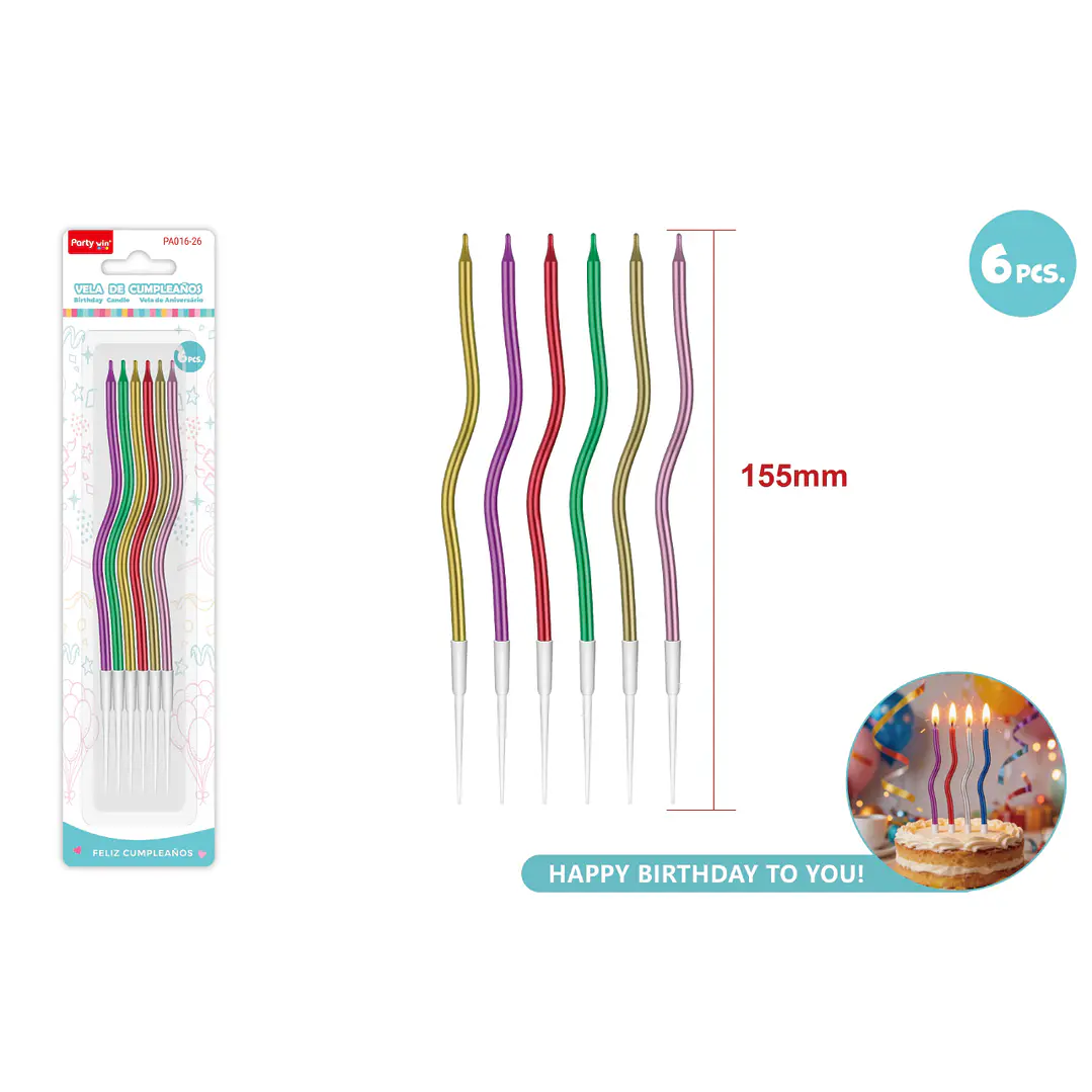 Velas Para Torta Surtidos 155Mm 6 Unidades 1