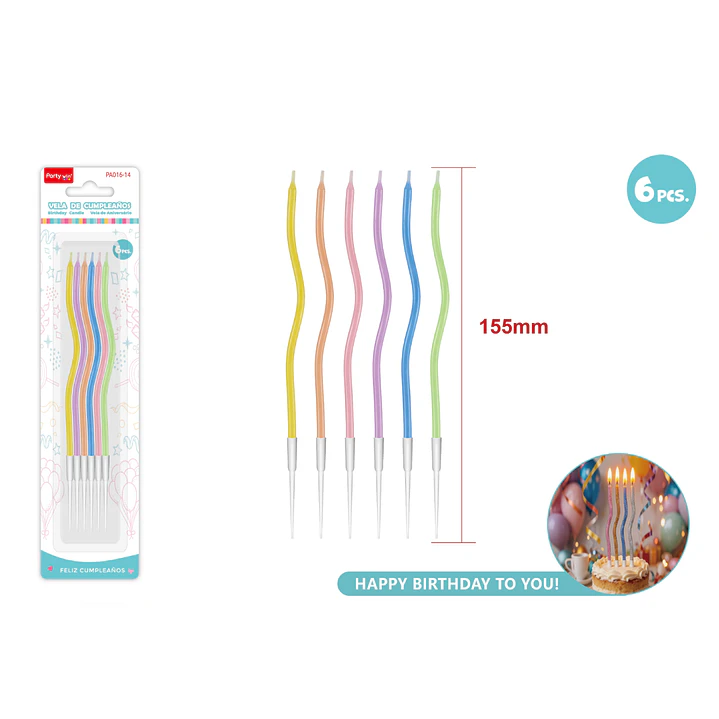 Velas Para Torta Surtidos 155Mm 6 Unidades 1