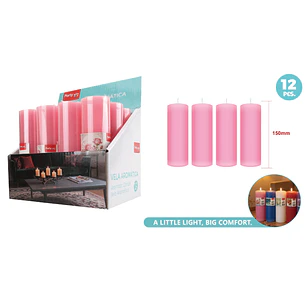 Vela Aromatica Rosado 4X15Cm