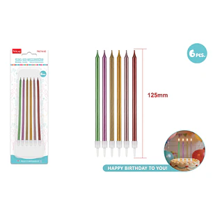 Velas Para Torta Surtidos 125Mm 6 Unidades