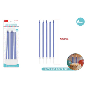Velas Para Torta Azul 125Mm 6 Unidades