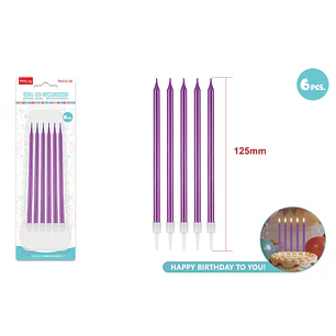 Velas Para Torta Morado 125Mm 6 Unidades