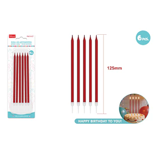 Velas Para Torta Rojo 125Mm 6 Unidades