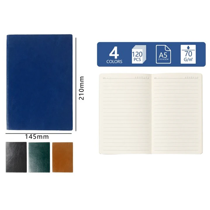 Libreta Tapa Símil Cuero Con Broche 120Hojas A5 1