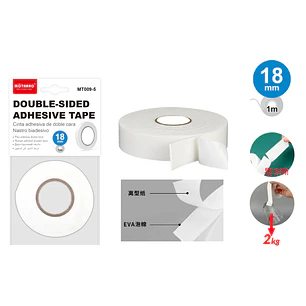 Cinta Adhesiva Doble Cara Espuma 18Mmx1M