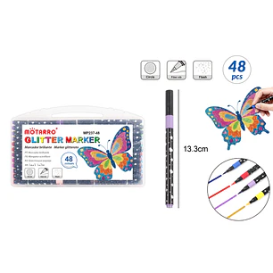 Marcadores De Color Glitter 13.3Cm 48 Unidades