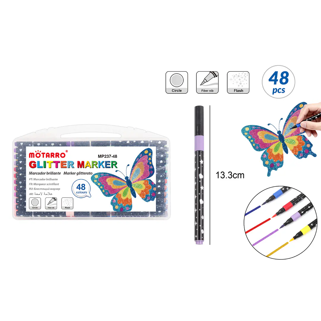 Marcadores De Color Glitter 13.3Cm 48 Unidades 1
