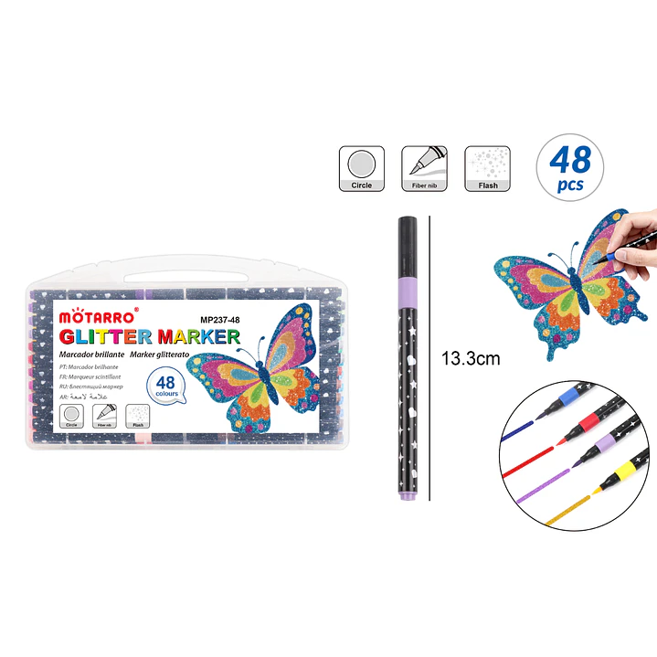Marcadores De Color Glitter 13.3Cm 48 Unidades 1