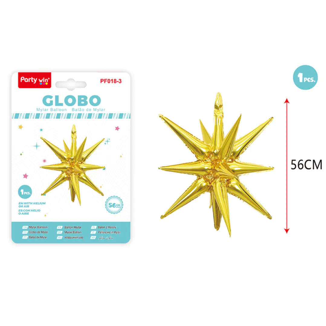Globo Metal Estrella Explosiva Dorado 56Cm 1