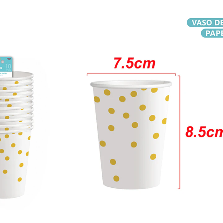Vasos De Papel Puntitos 10 Unidades 250Ml 1