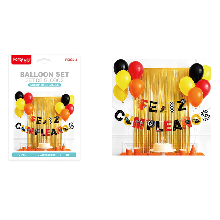 Set De Cortina Con Globos Cumpleaños Autoscarrera 1