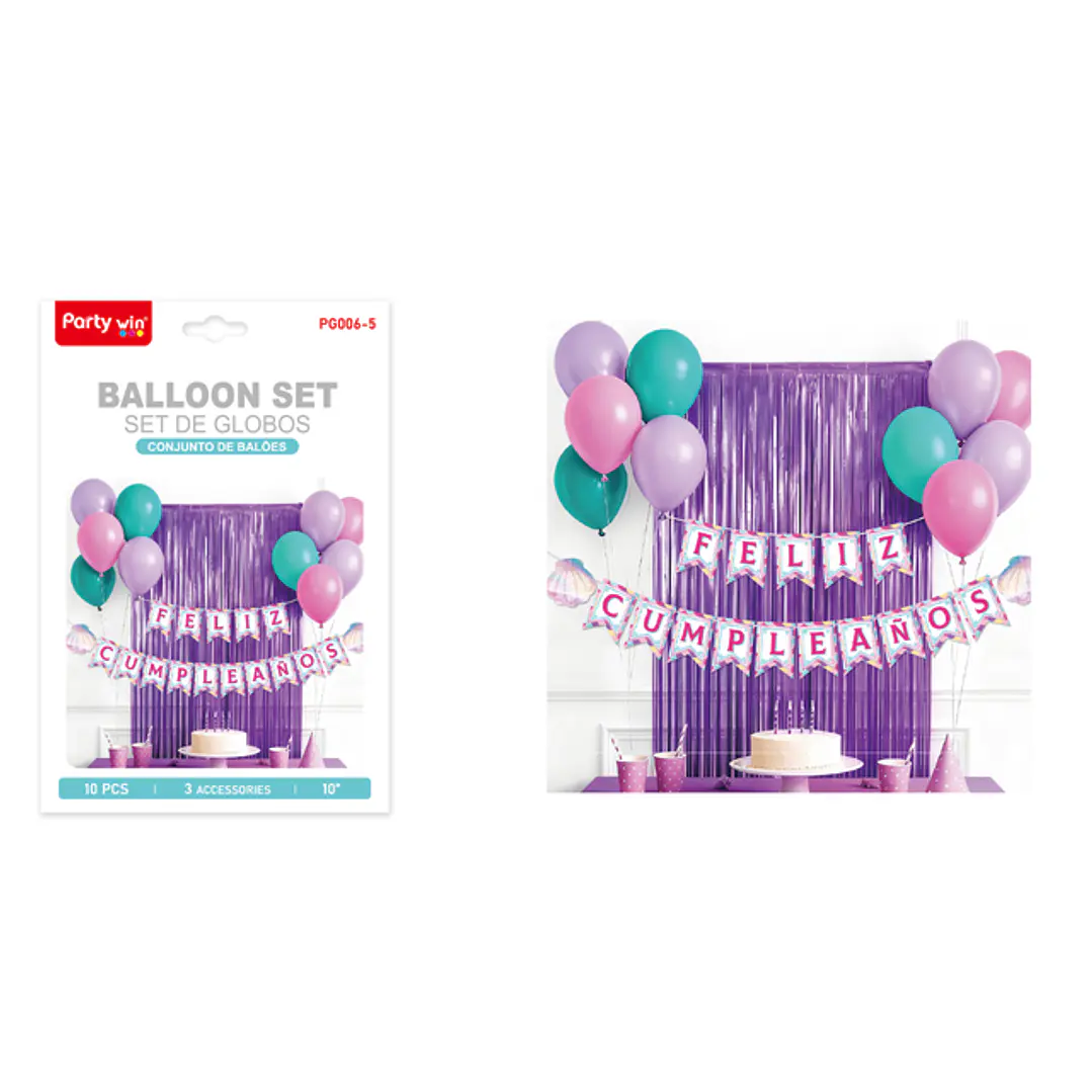 Set De Cortina Con Globos Cumpleaños Sirena 1