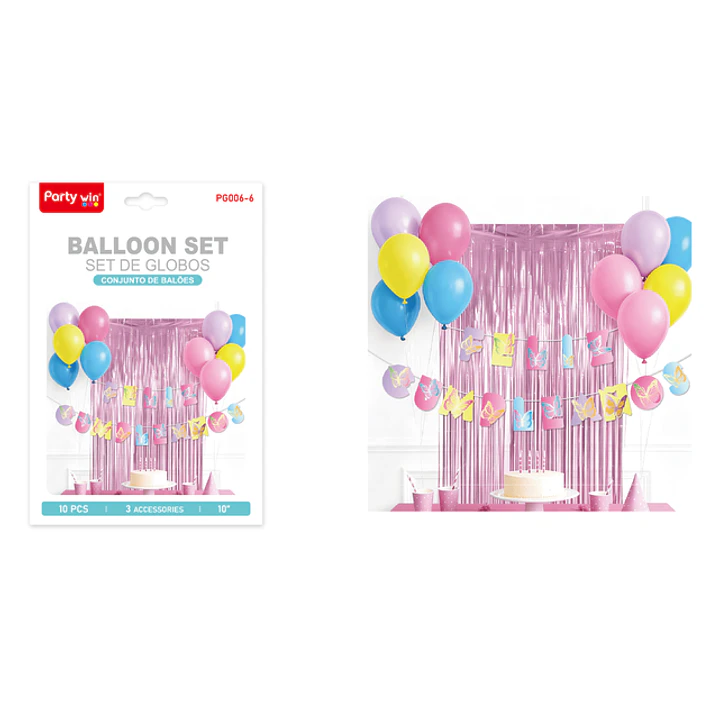 Set De Cortina Con Globos Cumpleaños Maariposa 1