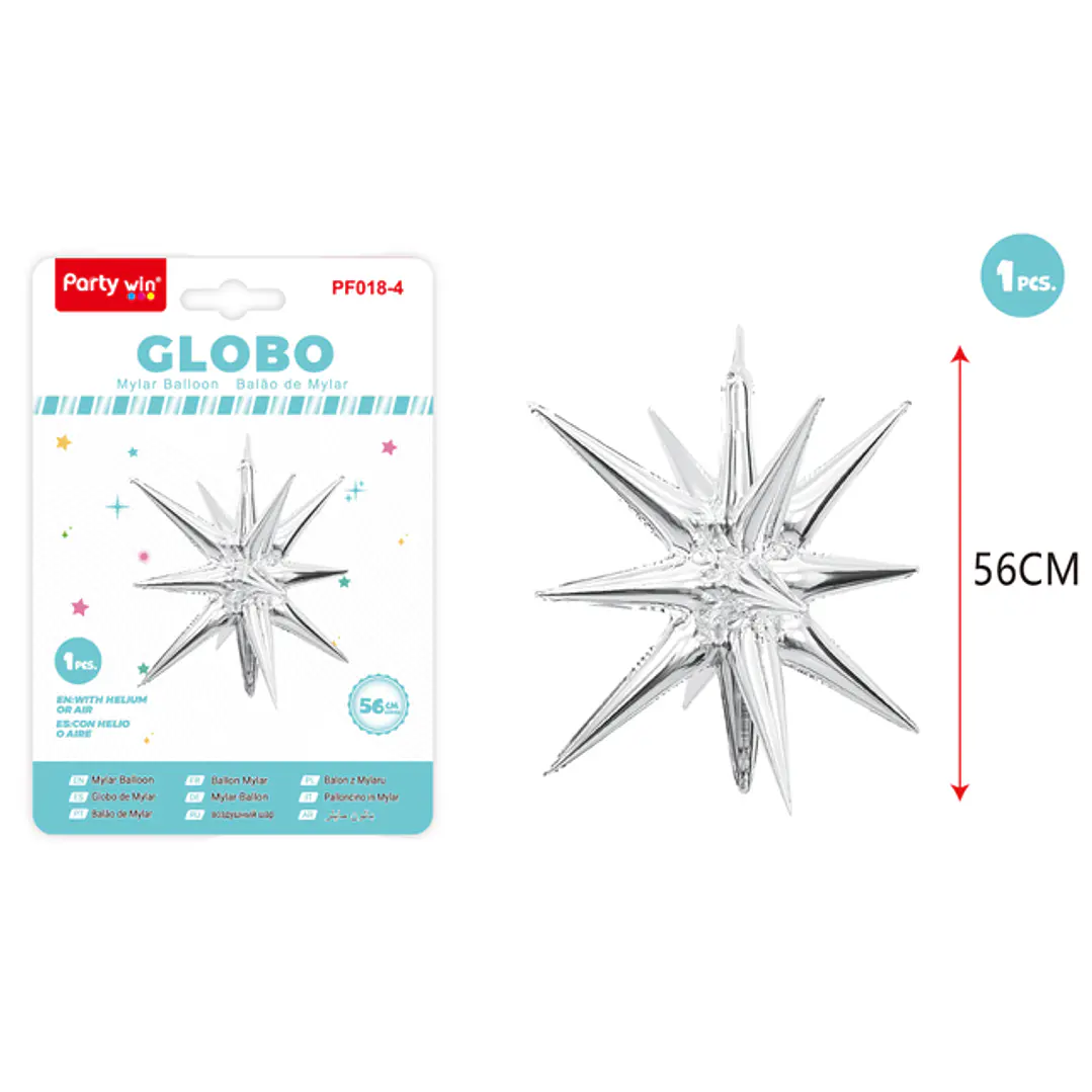 Globo Metal Estrella Explosiva Plateado 56Cm 1