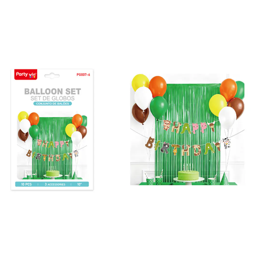 Set De Cortina Con Globos Cumpleaños Zoologico 1