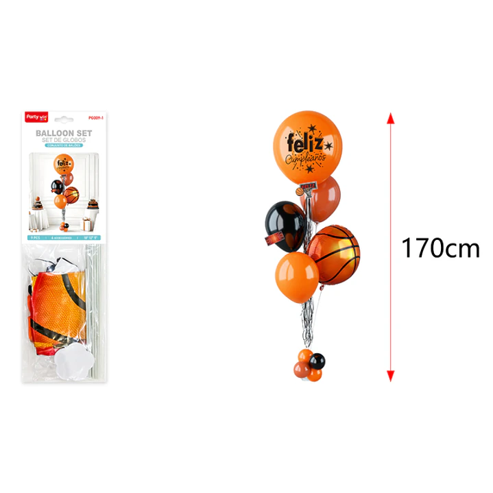 Set De Globos Con Soporte Cumpleaños Basketball 1