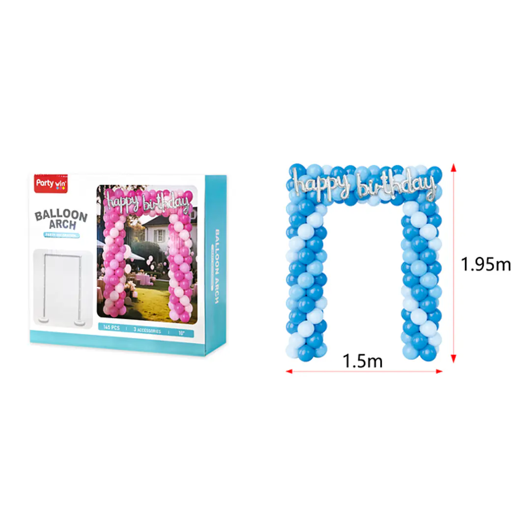 Set De Globos Con Soporte Cumpleaños Azul 1.95X1.5M 1