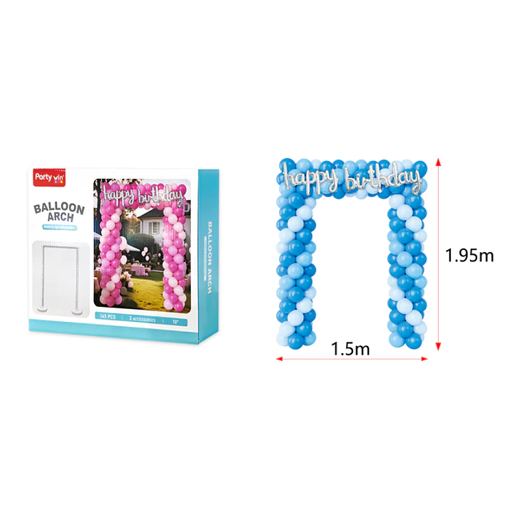 Set De Globos Con Soporte Cumpleaños Azul 1.95X1.5M 1