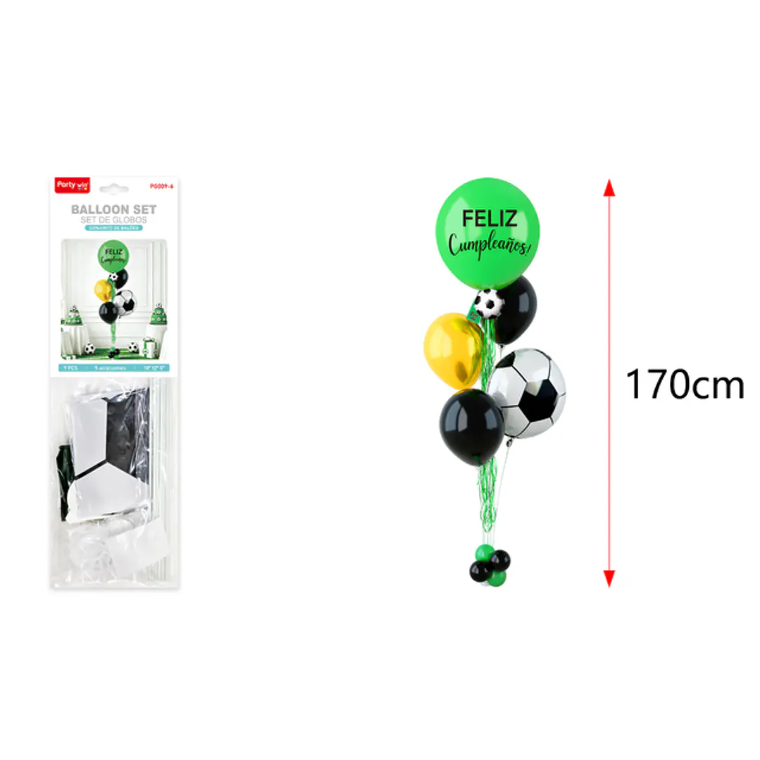 Set De Globos Con Soporte Cumpleaños Futbol 1