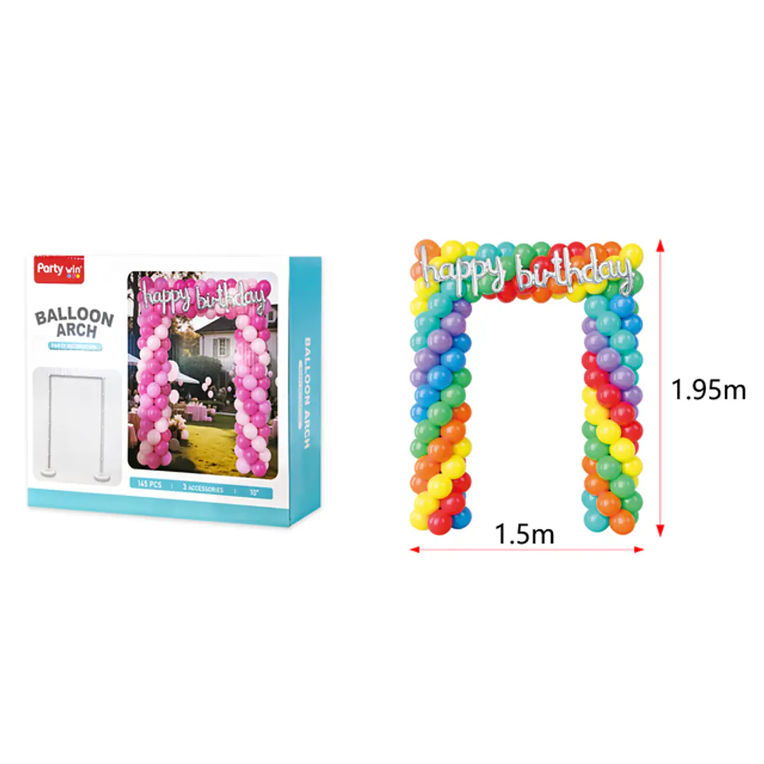 Set De Globos Con Soporte Cumpleaños Colores 1.95X1.5M 1