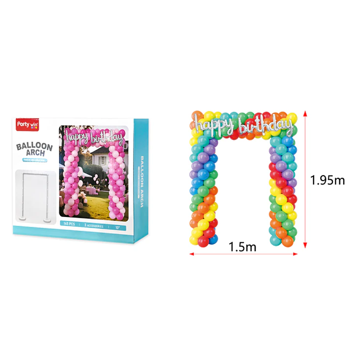 Set De Globos Con Soporte Cumpleaños Colores 1.95X1.5M 1