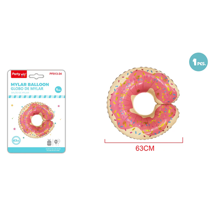 Globo Metal Rosquilla Rosado 63Cm 1