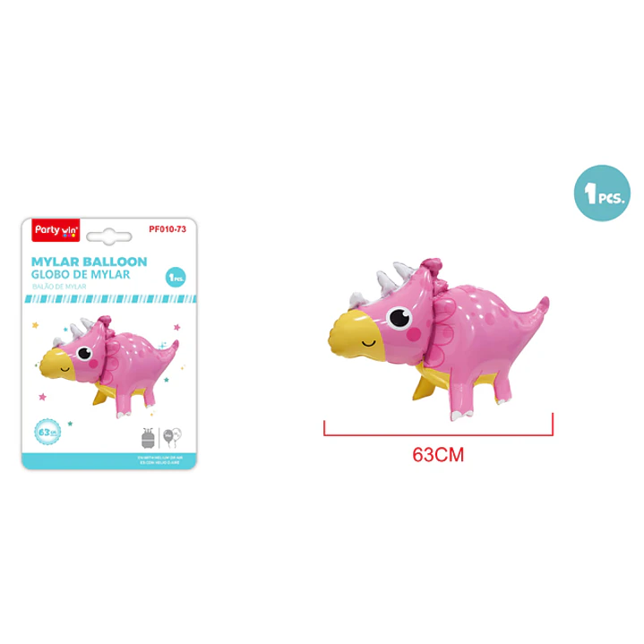 Globo Metal De Piel Dinosaurio Rosado 63Cm 1