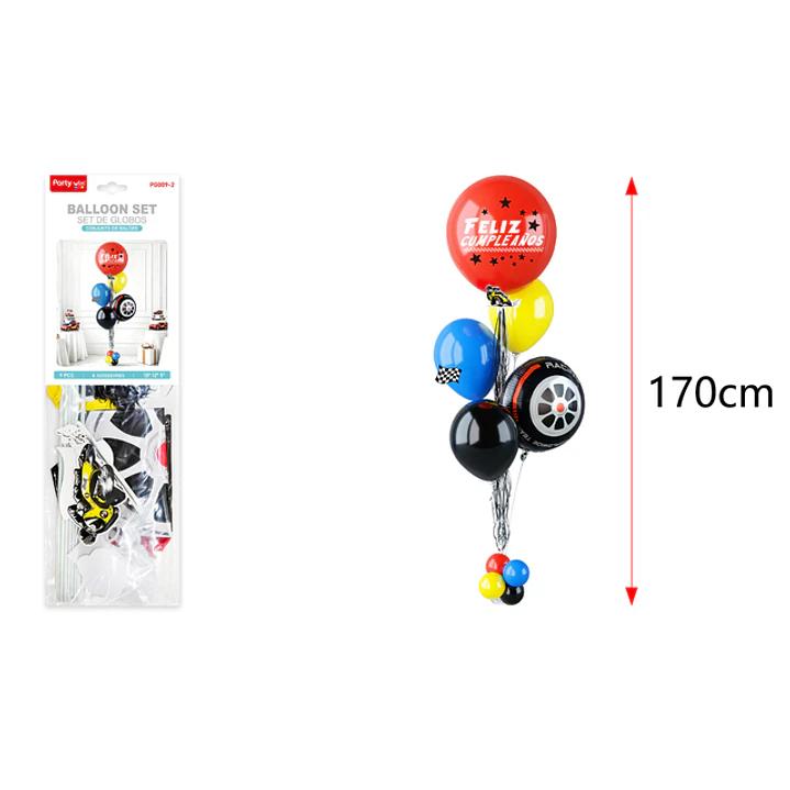 Set De Globos Con Soporte Cumpleaños Autoscarrera 1