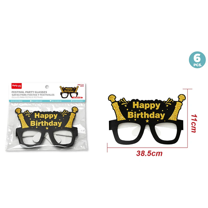 Lentes De Papel Cumpleaños 6 Unidades 1